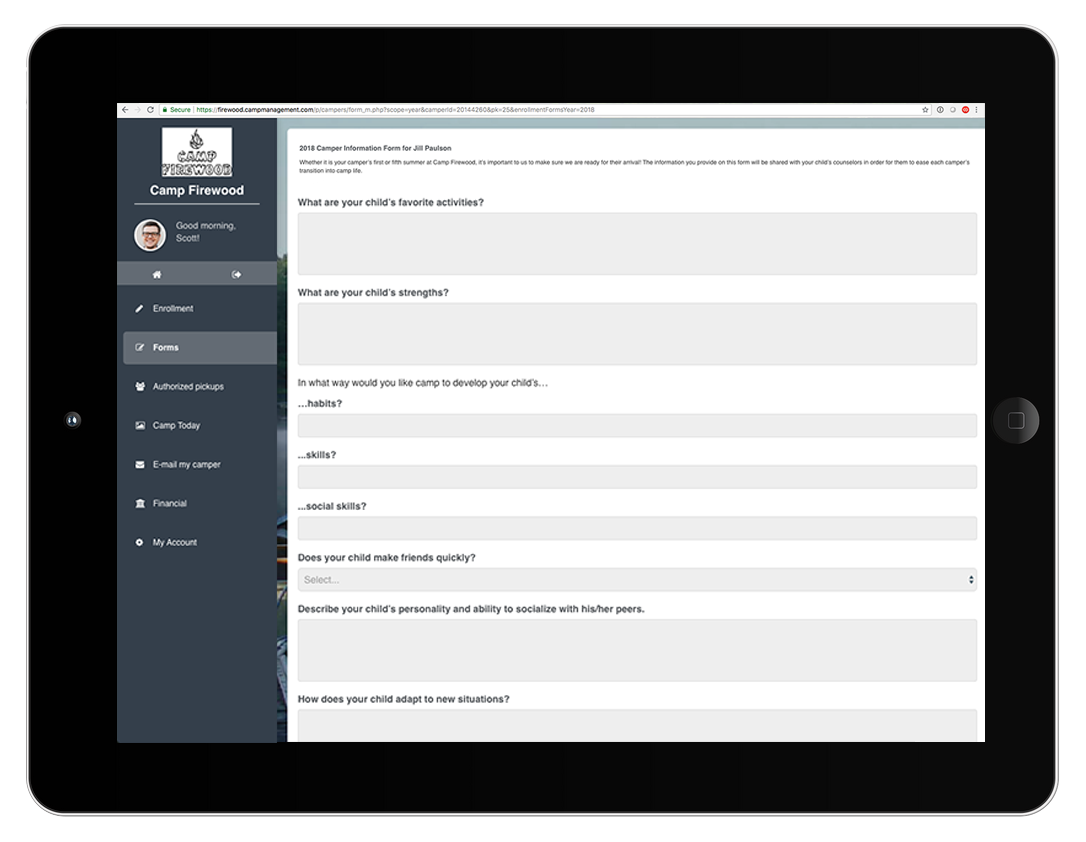 Registration Form Interface
